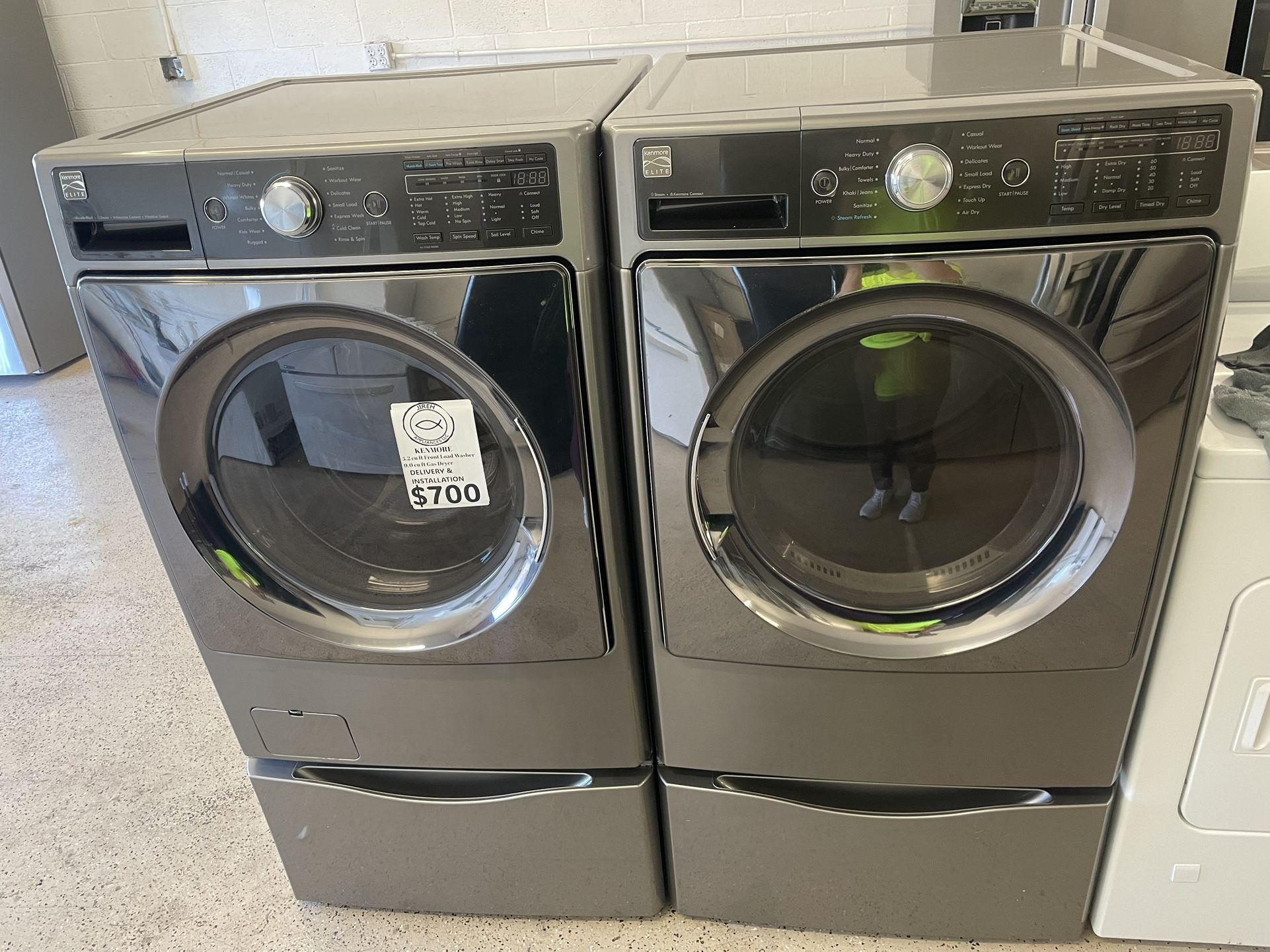 🕎Kenmore Set 5.2 cu ft front Load washer and 9.0 cu ft Gas Dryer🕎