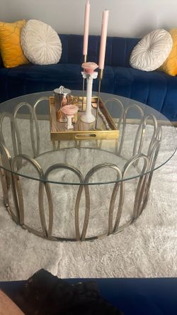 Lounge Table Glass And Gold Base