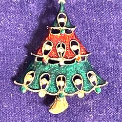 Colorful Holiday Tree Brooch