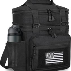 GLENKEY Double Deck Insulated Lunch Box, Expandable Large Lunch Bag Leakproof Cooler Bag Lunch Pail for Men Women Adults Work Shifts Travel Daytrip, 1