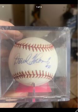 Derrel Thomas Autographed Ball Dodgers #30
