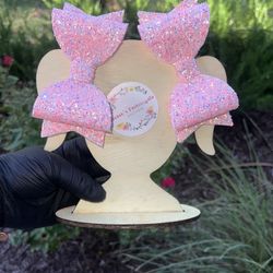 Chunky Glitter Light Pink Girls Hair Bows With Alligator Clips 