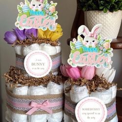 BUNNY WITH TULIPS Diaper Cakes