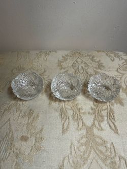 Vintage Clear Pressed Glass Open Salt Cellars / Individual Salt Dips - Set of 3