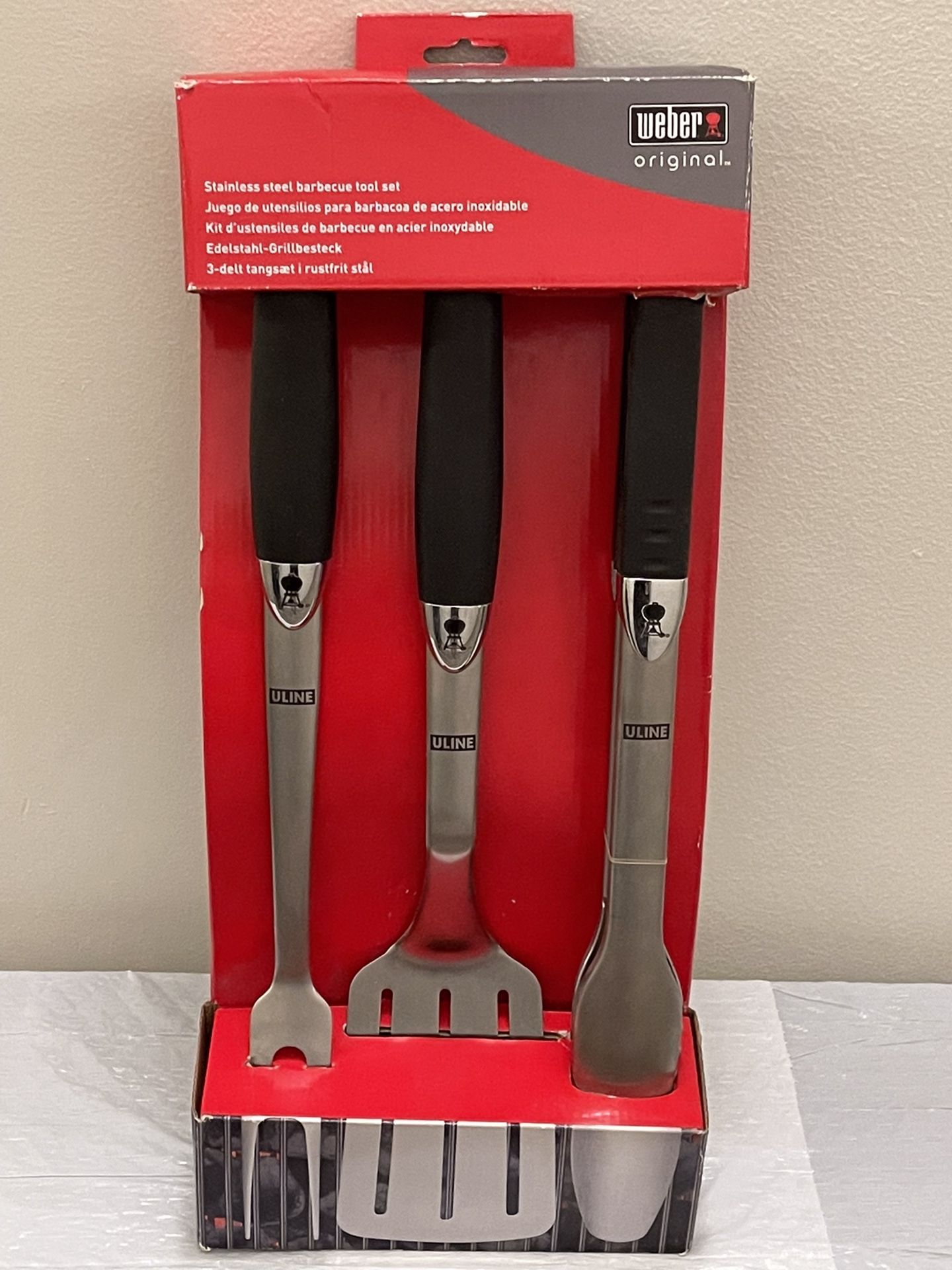 NEW!! WEBER 3-PIECE STAINLESS BARBECUE TOOL SET - firm price