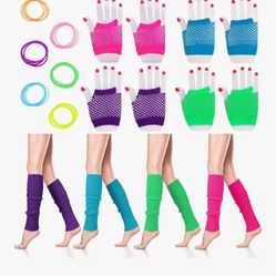 40 Pieces 80s Neon Costume Accessories 