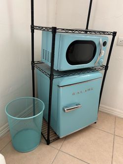 Retro Aqua Mini Fridge & Microwave