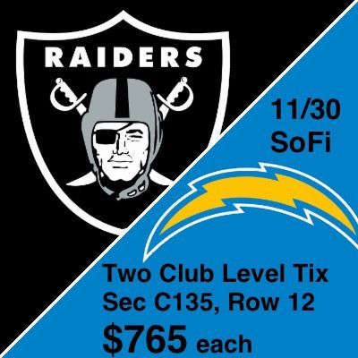 Raiders at Chargers Nov 30th SoFi Stadium