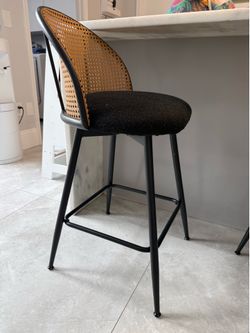 Wicker & Black Bar Stools