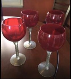 New Burgundy Wine Glasses Long Spiral Stem