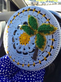 Palm tree & sun steering wheel cover