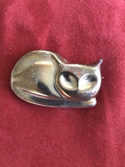 Silver Cat Brooch