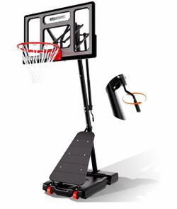 Basketball Hoop Outdoor 40 Inch Impact Backboard 5.5-10FT Height Adjustable Basketball Goal System with Wheels for Teens/Adults