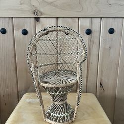 Wicker Rattan 12” Plant Stand Peacock Chair Boho Chic No Cracks In Wicker Chair