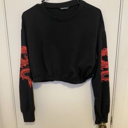 Black Crop top With Red Dragons