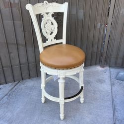 Frontgate Promenade Leather Barstool BAR HEIGHT 31" Stool Counter Chair white ONE
