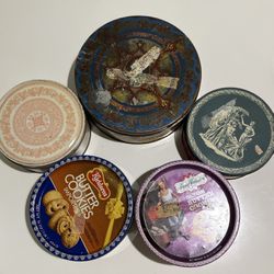 NICE!!! Vintage Lot of 5 Collectible Candy Cake Cookie Tins