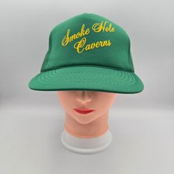 Vintage Smoke Hole Caverns West Virginia Green Trucker Adjustable SnapbackHat