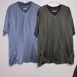 Nike Vintage V Neck T Shirt Mens XL Bundle Green Blue Loose Fit Running Athletic