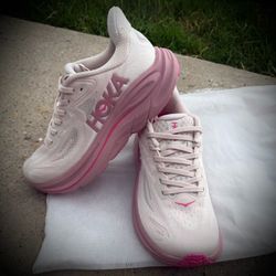 HOKA Clifton Women Running Shoes (White/Pink) - NEW!