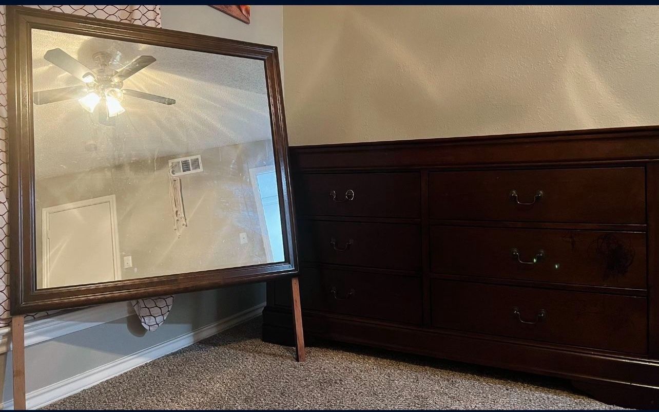 Wood Dresser And Mirror