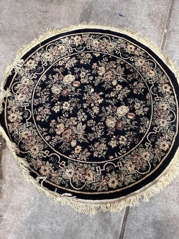 ✨ (2) Vintage 3x3 Round Oriental Rug – William Morris Floral Pattern ✨