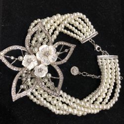 Vintage Style Pearl Necklace, Sterling Silver Necklace