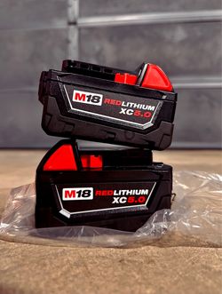 Two Milwaukee M18 5.0 Batteries