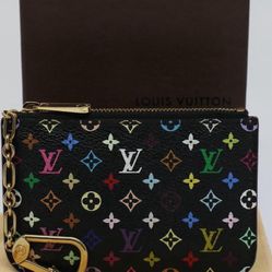 AUTHENTIC LOUIS VUITTON Multicolor Pochette Cles NM Coin Purse Black M60279 LV Auth 55266 418€ 424€*
