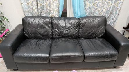 Black leather Sofa and TV cabinet