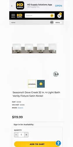 🔥 Seasons® Dove Creek 32 In. 4-Light Bath Vanity Fixture Satin Nickel