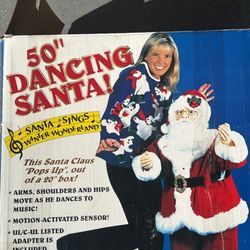Vintage 50 Inch Dancing Santa.  Motion Activated And Plays Winter Wonderland 