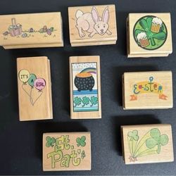 8 Rubber Stamps Canadian Maple Wood Mounted Card Making Scrapbooking $8 for All