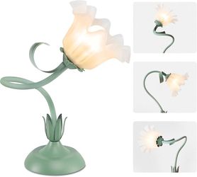Flower Desk Lamp, 3 Color Temperature Table Lamp with LED Bulb, Vintage Bedside Lamps, Reading Lamps with Soft Light for Bedroom, Living Room