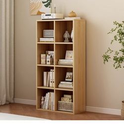8-Cube Storage Shelf Bookcase - Wooden 4-Tier Floor Standing Open Bookshelf for Home and Office, Display Cabinet, Oak Amazon's Choice$70