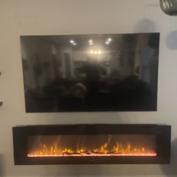 75 Inch Samsung Tv Bundle with Electric Fireplace