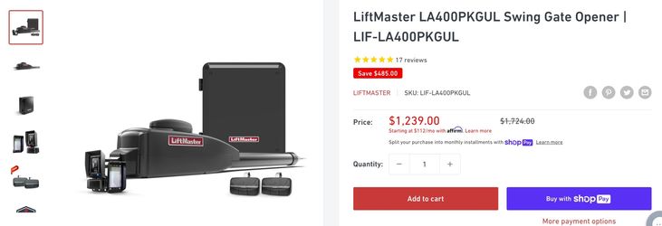 LiftMaster LA400PKGUL Swing Gate Opener | LIF-LA400PKGUL