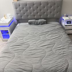 Luxury Upholstered Bed Frame – Alcantara Finish, Like New