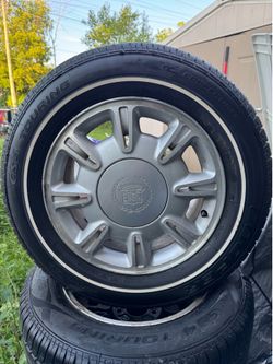 Clean OEM Cadillac 16" Wheels & Whitewall Tires - Set of 4 (5x115)