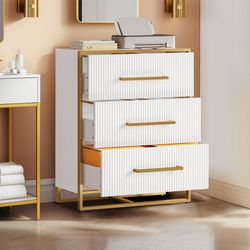 3 Drawer File Cabinet, Dressers & Chests for Bedroom, Large Lateral Filing Cabinet for Home Office, White