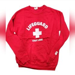 Canvas Size Medium Red Long Sleeved Sweatshirt Epic Games Lifeguard Loot Lake