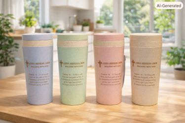 LYDIA Design Brand NEW 350ml Double-Wall Insulation Eco-Cup (Bible Verse Psalms 16:11) !