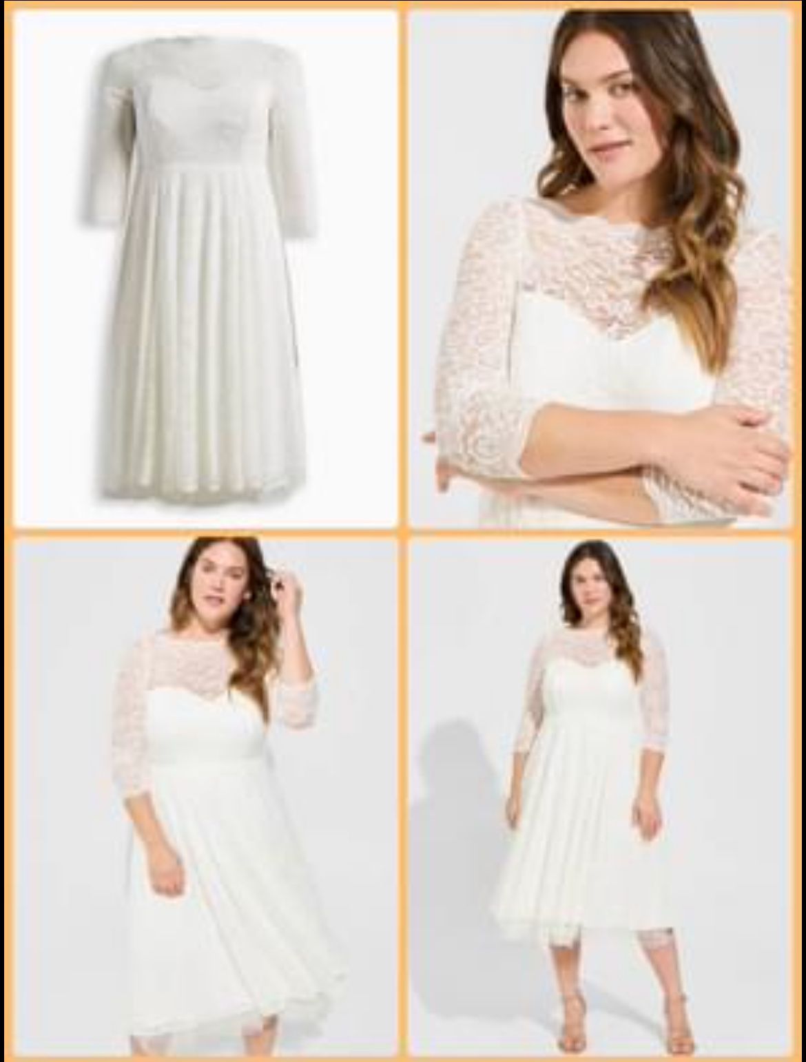 Ivory Tea Length wedding dress - size 14 (Torrid brand/NWT)