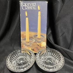 1980’s Vintage Forever Crystal Candlestick Holders-Original Box,Never Used
