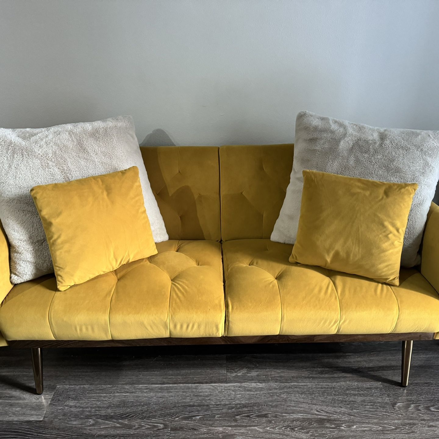 Antetek Velvet Futon Sofa Bed with 3 Adjustable Positions, Small