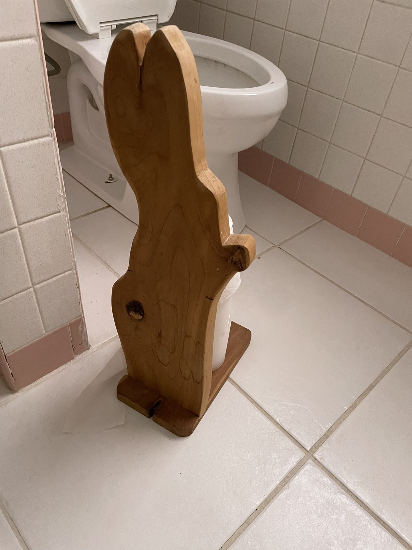 Wooden Rabbit Toilet Paper Holder
