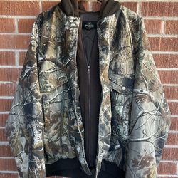 Vintage Redhead Realtree Camo Quilt Lined Hunting Jacket Mock Zip-Up Hoodie