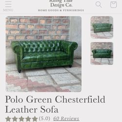Emerald Green Chesterfield Couch 