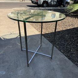 Room & Board Stainless Steel and Glass Classic End Table