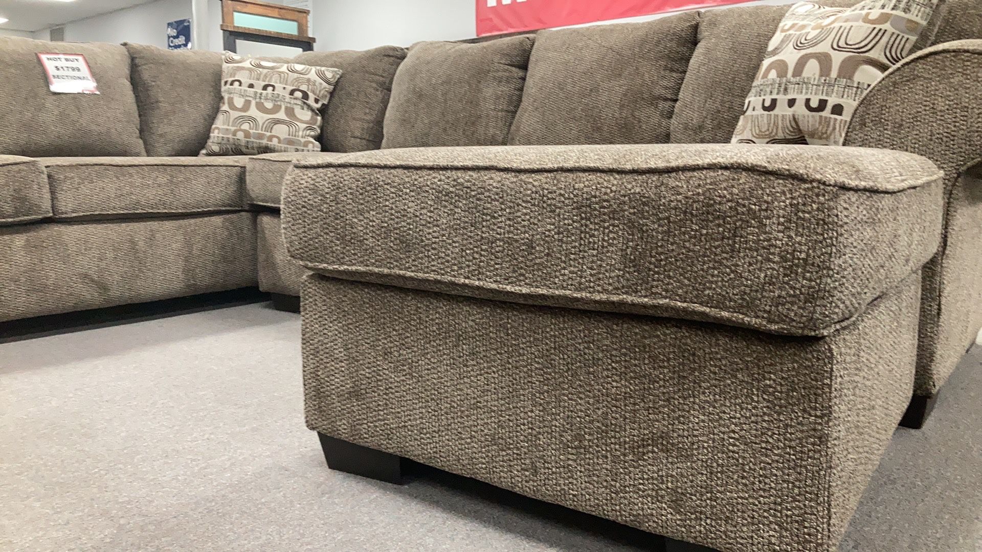 Brand New Jesse Coco Sectional With Reversible Ottoman! Low As $39 Down!! No Credit Needed!